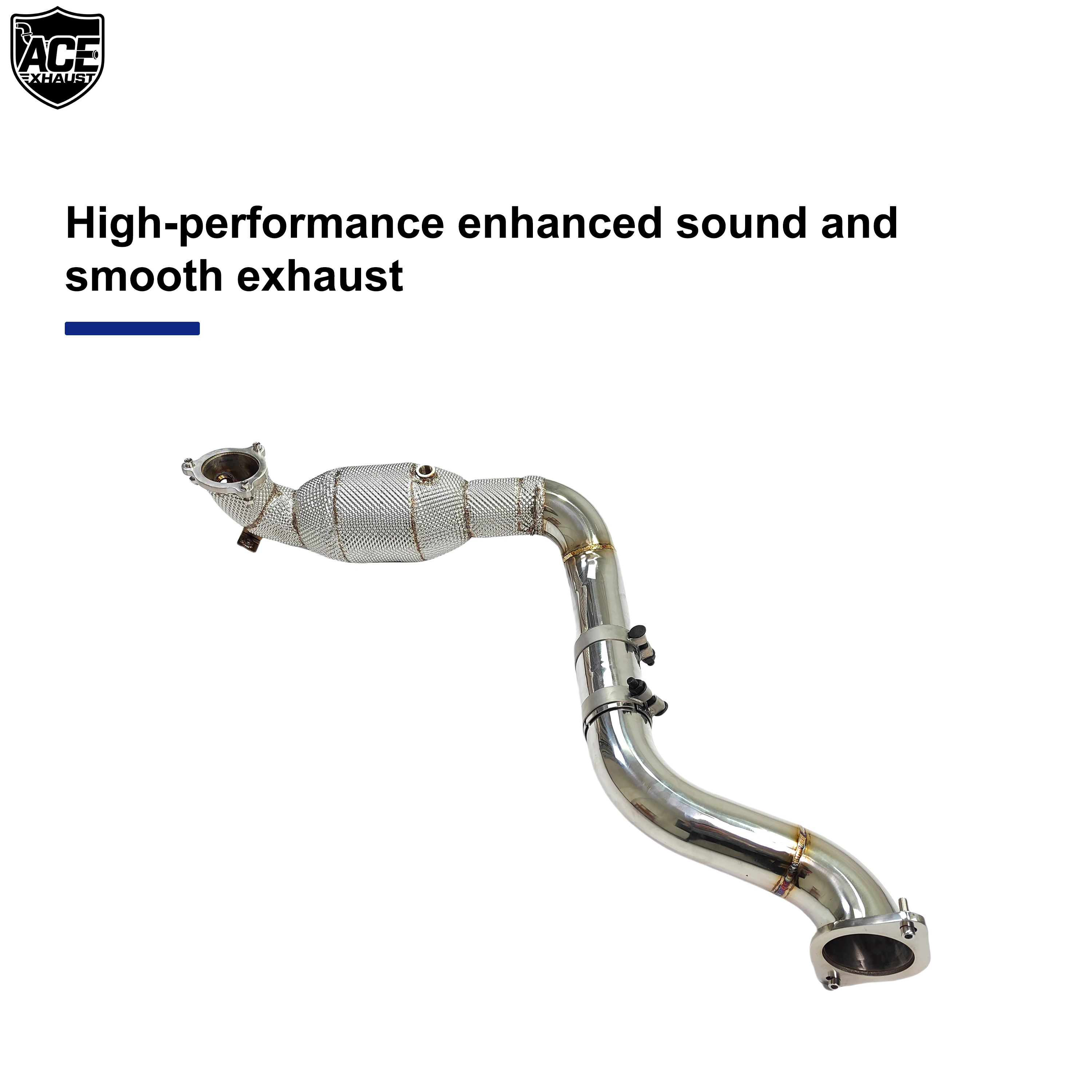 ACE Free Flow Auspuff-Downpipe für Mercedes Benz A35 CLA35 GLB35 2.0T SUS304 Hitzeschild Hochwertiges SUS304 Auspuffrohr – Detail 8