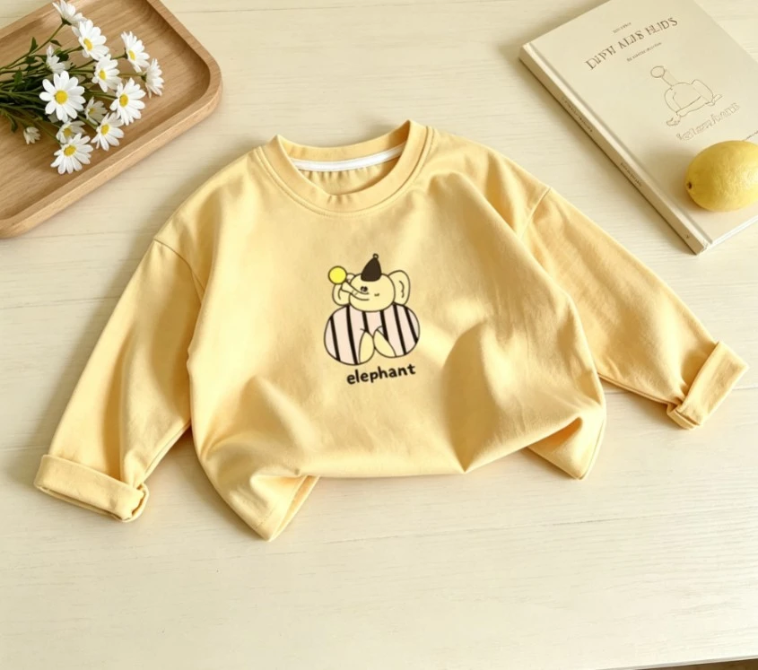 Toddler Lovely Animal Graphic Long Sleeve Tee Kid Soft Fabric Clothing Kid Popular Casual Tees Baby Infant Full Sleeve Tops Wear