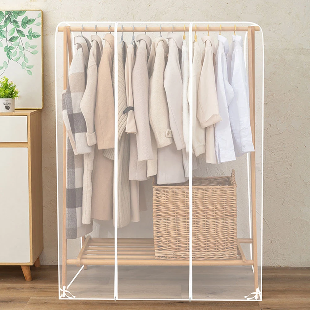 

Transparent Clothes Rack Cover Lightweight Plastic Garment Protector For Closet Wardrobe Storage Hanging Clothing Bag