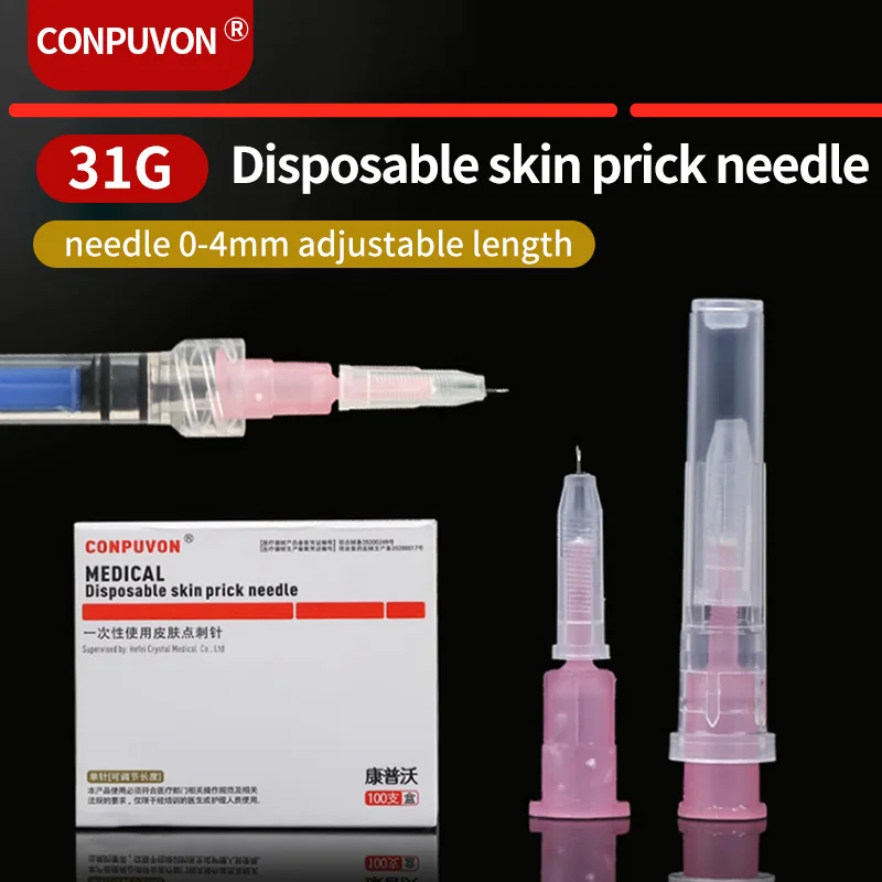 31G Medical Adjustable Small Needle 1-4MM Pink Disposable Non Painless Hand Punching Ultra fine Cosmetic Use Needle