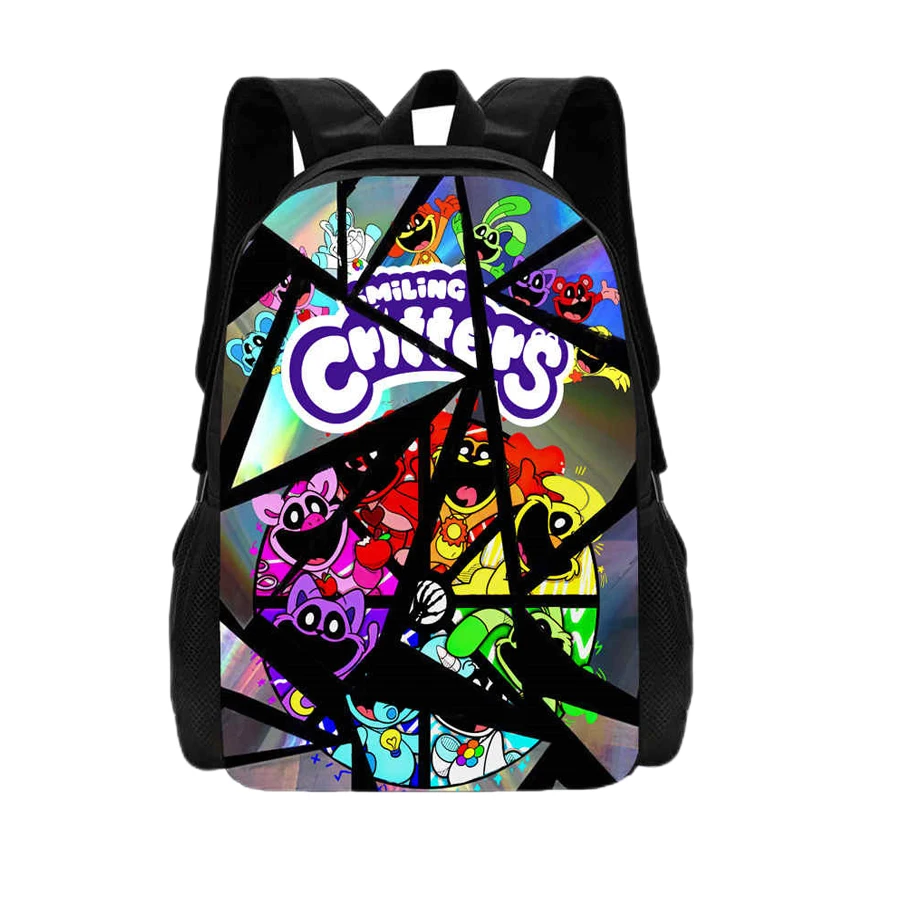 

Smiling Critters Boys And Girls Backpack Large Capacity Cartoon Amine Game Printed Backpack Mochila 's Gift