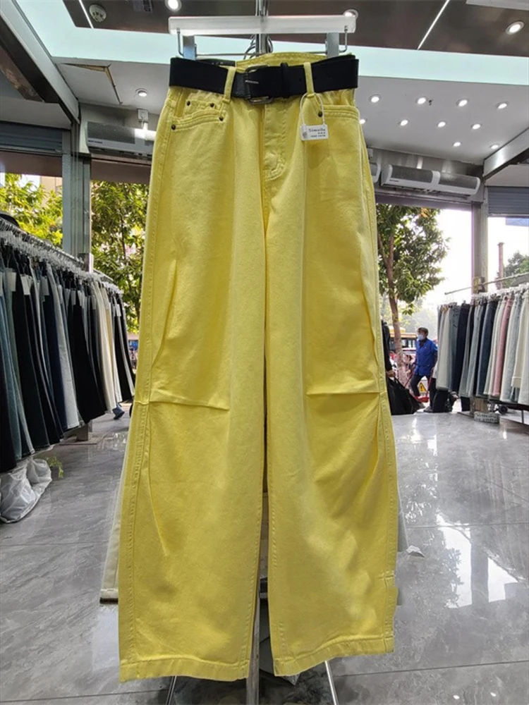 

Spring 2025 new knee crease slightly collapsed casual jeans cool girl personality pants street handsome style