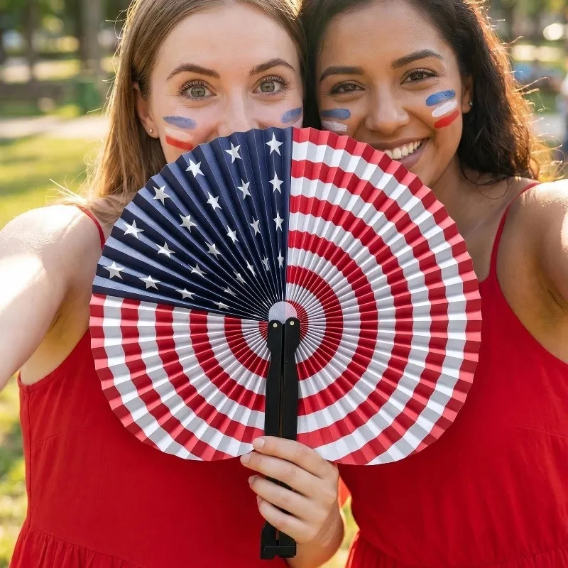 30Pcs Foldable US Flag Hand Fans, Portable 4th of July Independence Day Party Decorations