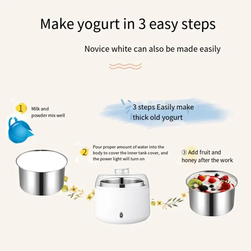 1L Yogurt Maker Mini Automatic Yogurt Machine Household DIY Tools Home Kitchen Appliances Stainless Steel Tank 220V 그릭요트 would