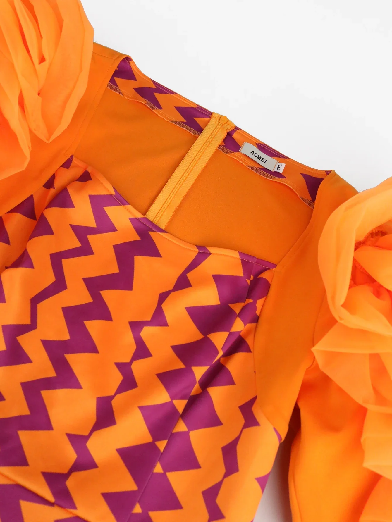 Vrouwen Oranje Bedrukte Bodycon Jurken Tuttle Ruffle Mouw Zomer Midi Jurk Plus Size Avond Cocktail Party Korte Jurken 4xl