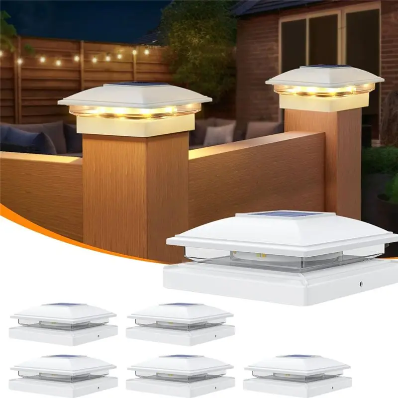 (BPA-Free) 4 Pack Solar Fence Post Cap Lights Outdoor Waterproof 16 Leds Deck Light For Garden Patio