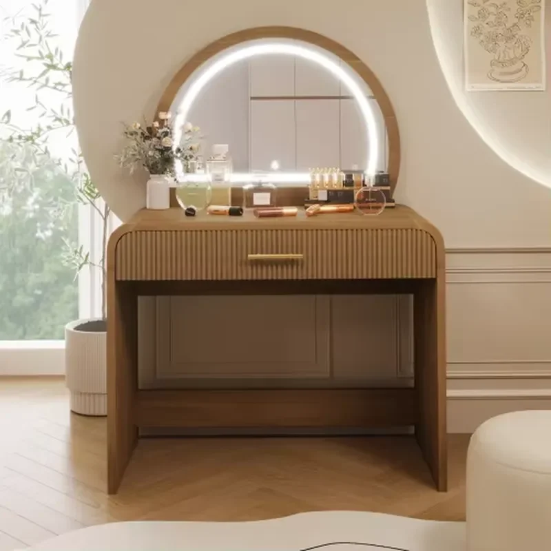 Makeup Vanity Table with Mirror Touch Screen Lighted Mirror, Dressing Table with Drawer for Bedroom