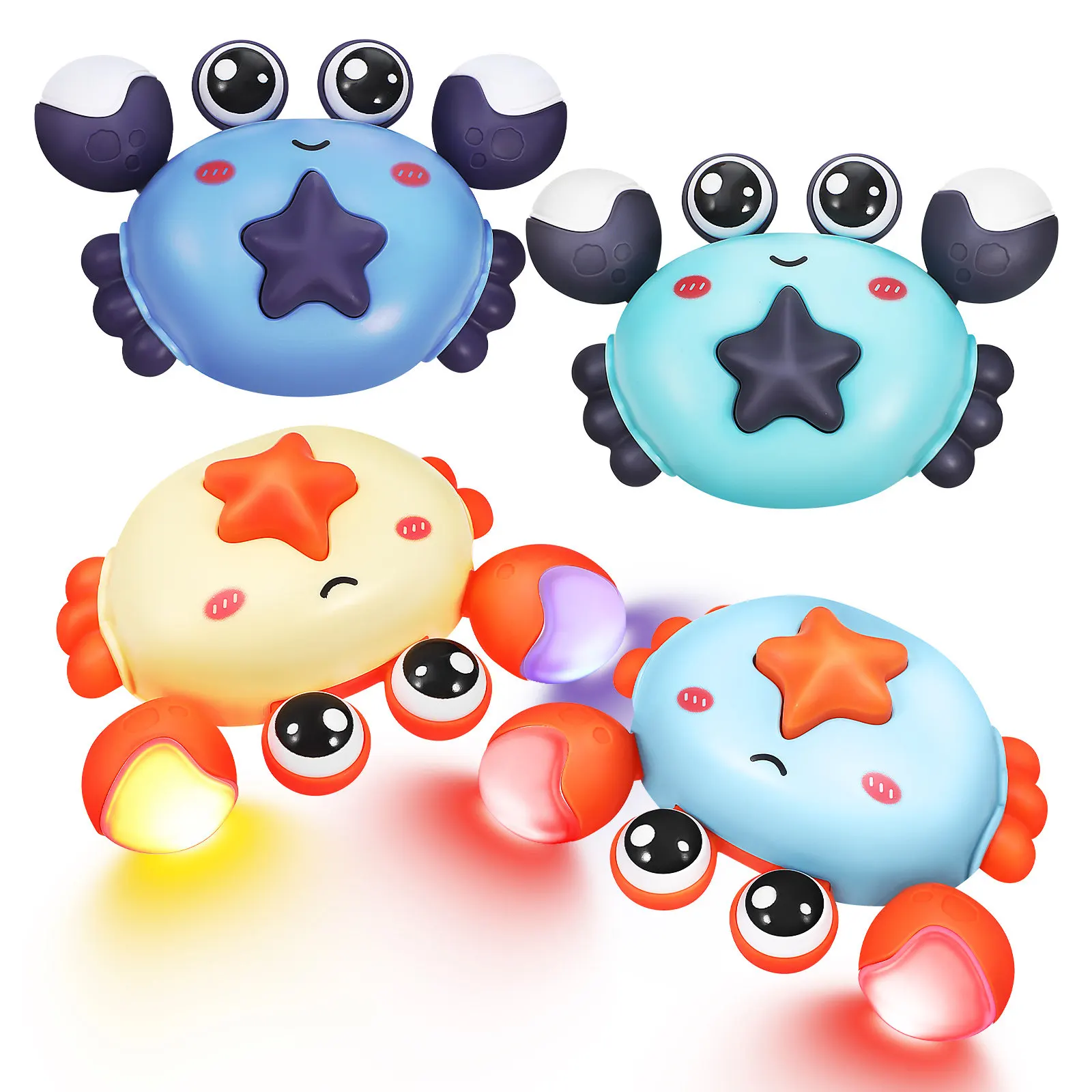 รถของเล่นเด็กแบบดึงถอยหลัง 4 ชิ้น รูปทรงปู มีไฟ ของรางวัลในห้องเรียน ของแจกในงานปาร์ตี้