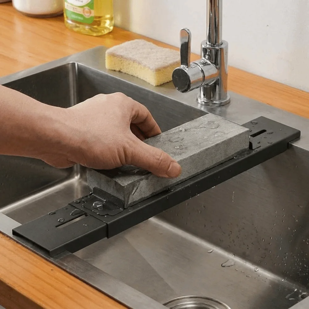 Retractable Adjustable Whetstone Holder Thickened Stable Fixed Angle Sharpener Holder Carbon Steel Rust Prevention