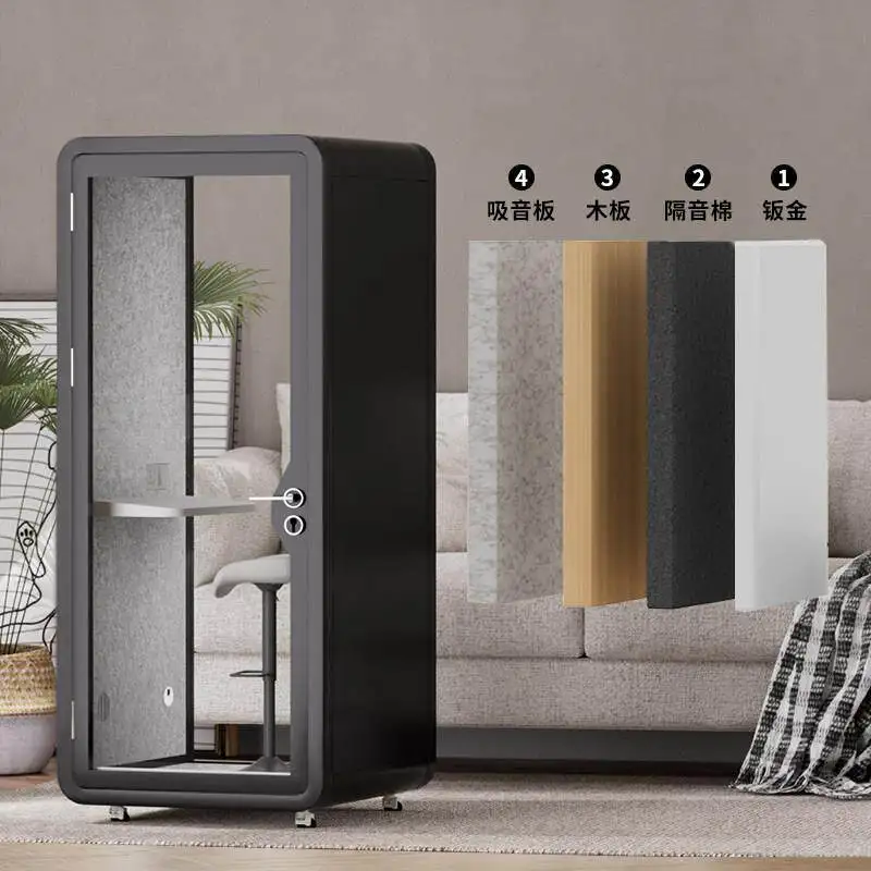 White four-layer sound insulation, customizable tempered glass, silent phone booth