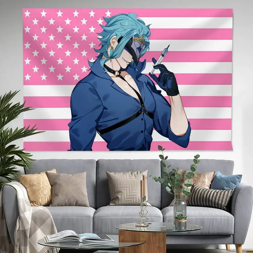 Dottore Genshin Impact America 150x200cm 60x90cm Flag Decoration Outdoor Picnic Party Home Camping Party Art Hanging Banner