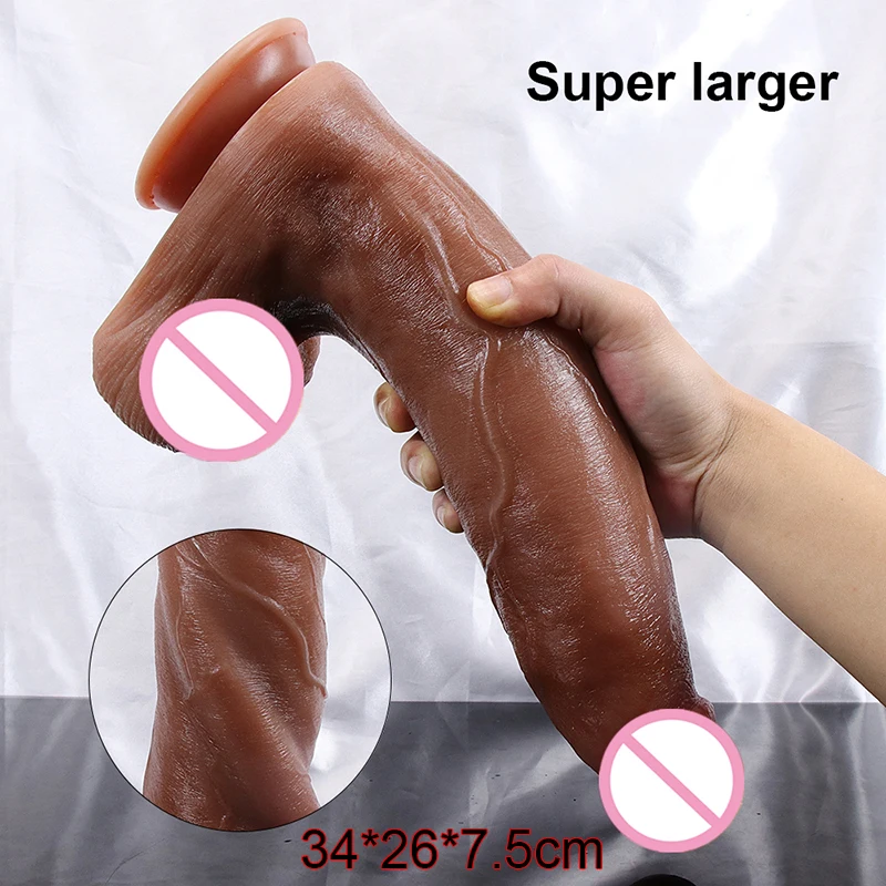 Biggest Double Layer Silicone Realistic Dildo Soft Strapon Big Penis Suction Cup Adults Anal Sex Toys For Women Sexy Masturbator