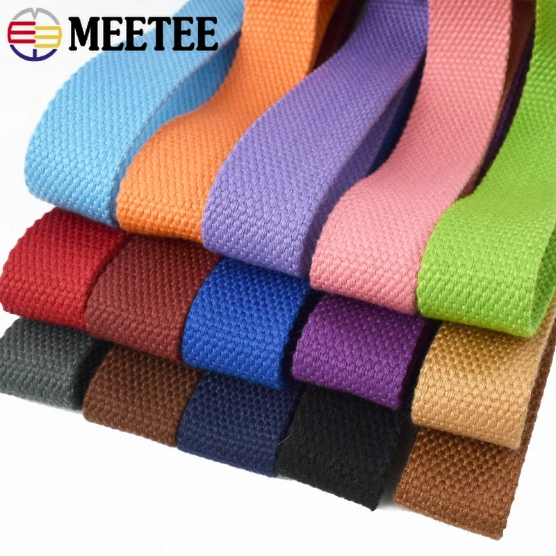 5Meters 20-50mm 2mm Thick Polyester Cotton Webbing for Bag Strap Canvas Ribbon Tapes Backpack Belt Bias Binding DIY Garment Band