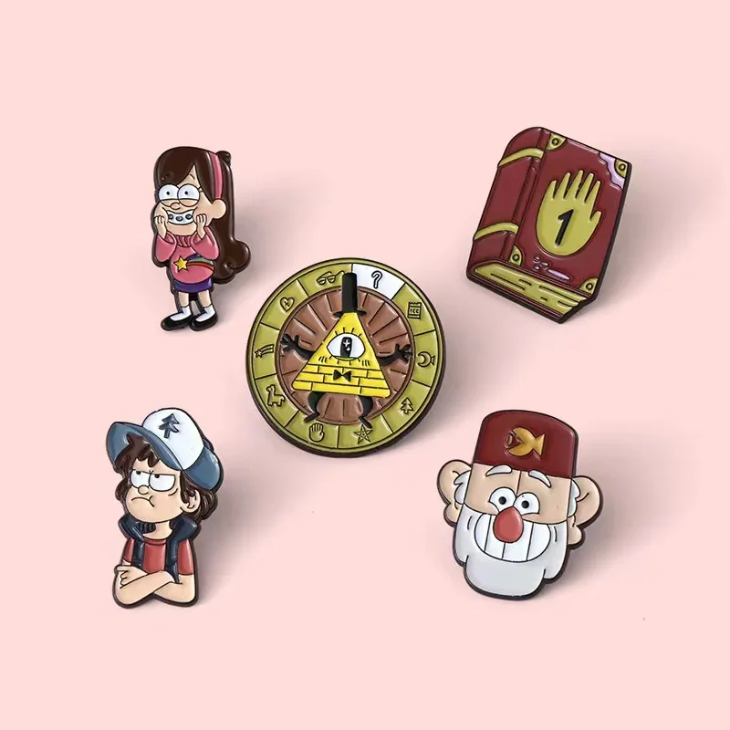 Wholesale Cute Boy Girl Enamel Pins Custom Magic Book Roulette Brooches Cartoon Backpacks Lapel Badges Jewelry Gifts for Friends