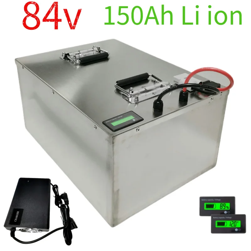 84V 150Ah Lithium Battery Pack High Capacity Rechargeable for 8400W Inverter EV Motorhome AGV Robot Van RV E-Bike +10A Charger B
