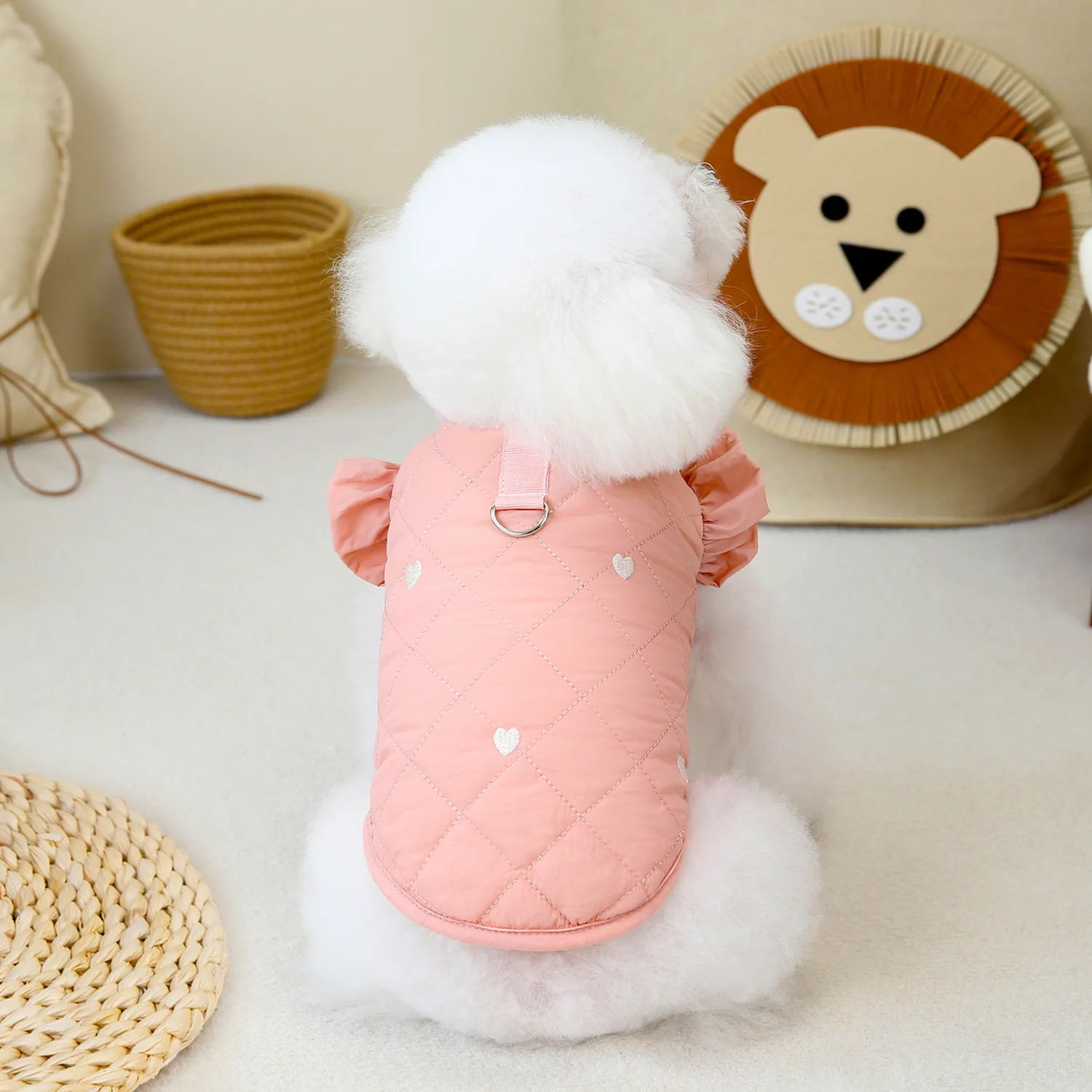 Dog Love Flying Sleeve Thick Parkas Clothing Pet Clothing Small Dog Cat Autumn/Winter Warm Flying Sleeve Tank Top Puppy Clothes