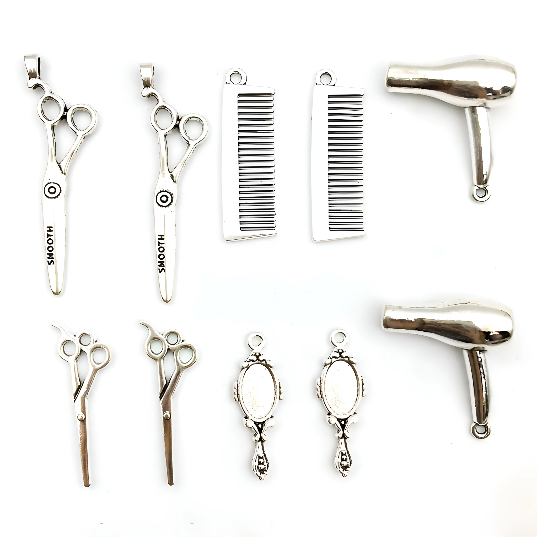 Vintage Sewing Tools Charms Alloy Bobbin, Scissors Tool Series Coffee Design Pendants for DIY Jewelry Making Accessories