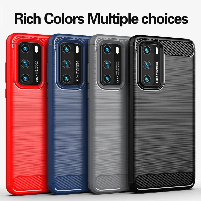 For Huawei P40 Shockproof Cover Soft TPU Silicone Carbon Fiber Brushed Case For HUAWEI P30 P40 Pro Covers