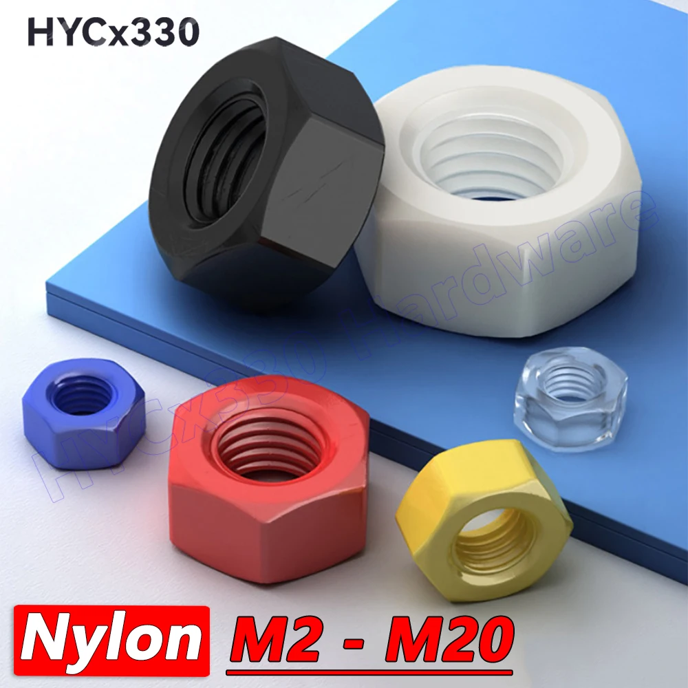 Plastic Nylon Hex Nuts Insulation Hexagon Nut M2 M2.5 M3 M4 M5 M6 M8 M10 M12 M14 M16 M18 M20 White Black Red Yellow Blue
