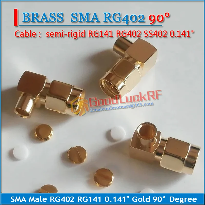 New SMA Male jack 90 Degree Right Angle Solder for semi-rigid RG141 RG402 SS402 0.141