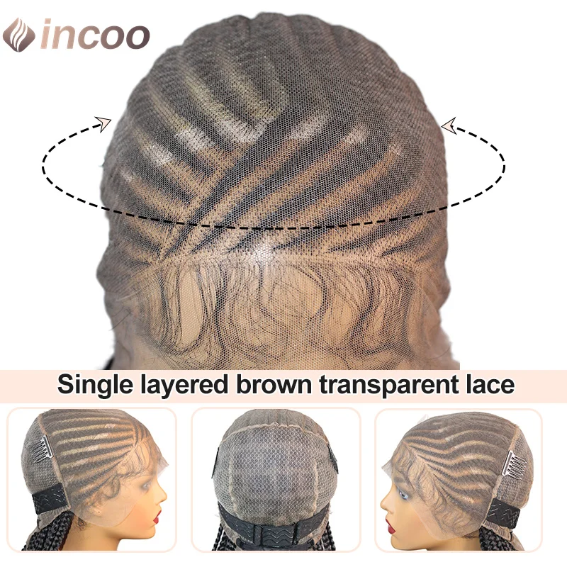 36" Cornrow Box geflochtene Perücken synthetische Vollspitze-Front-Perücken für Frauen knotenlose Zöpfe Perücke mit Babyhaar handgemachte Flechtperücke