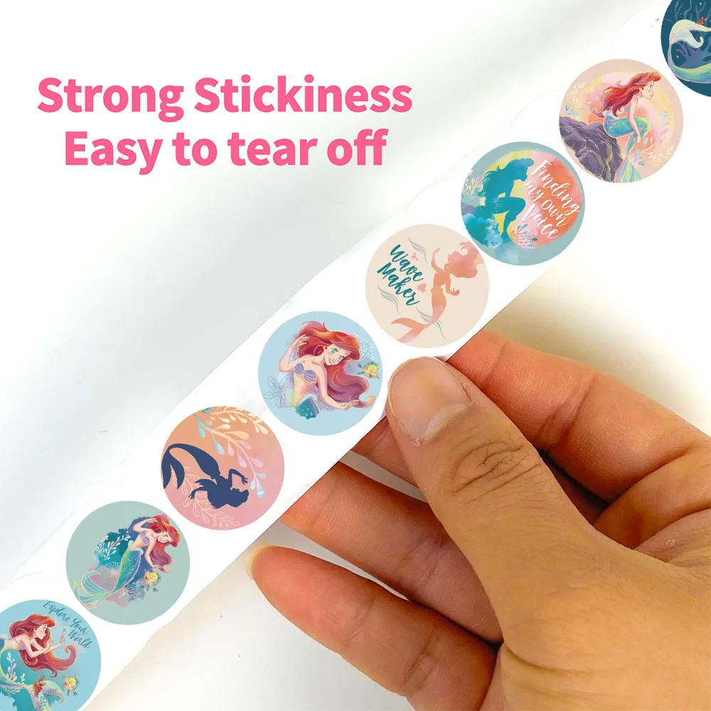 500 قطعة من ملصقات ديزني ليتل ميرميد آرييل رول مقاومة للماء مخصصة للأمتعة الكرتونية والقهوة والمعيشة وتخصيص الملصقات الرجعية