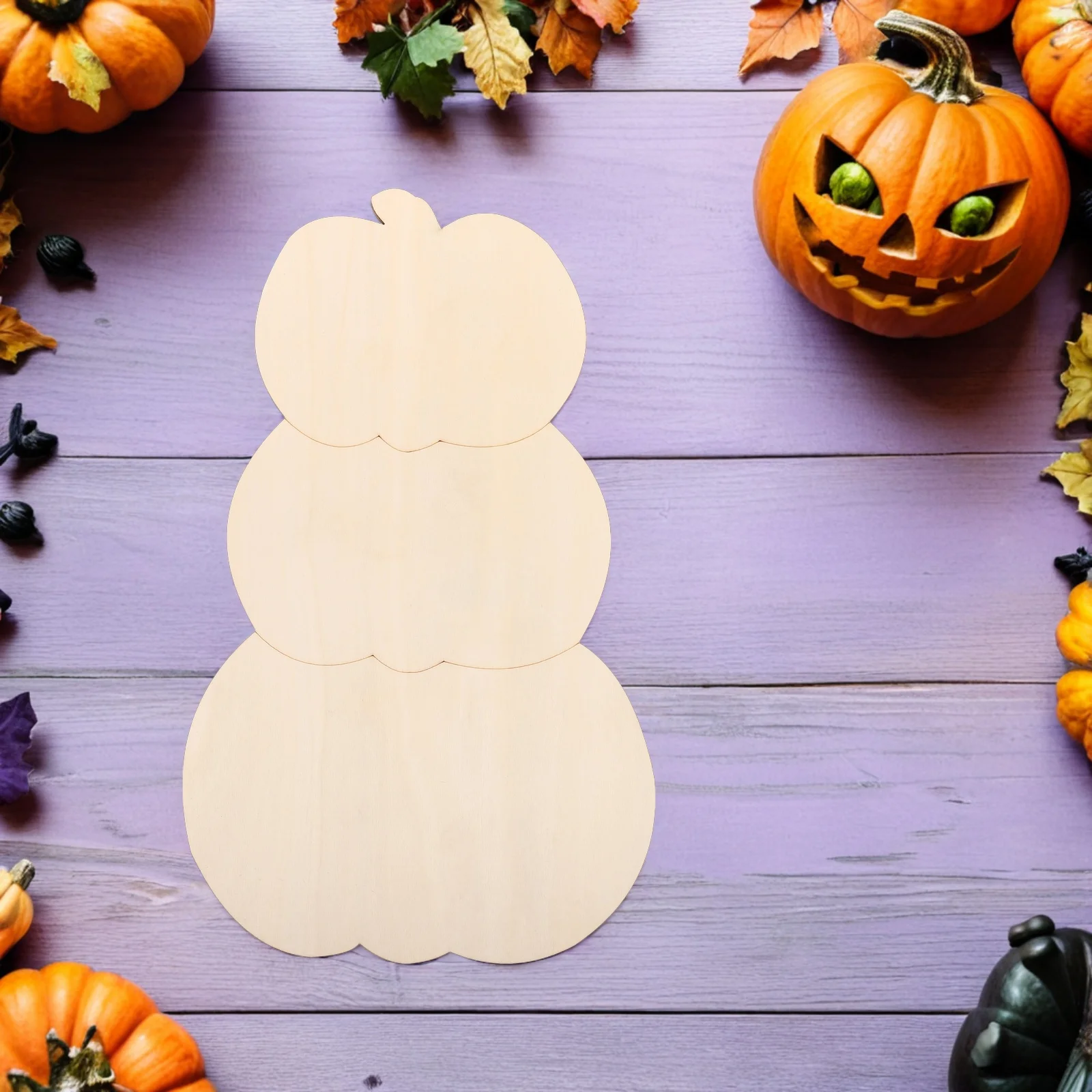 8Pcs DIY Blank Pumpkin Wood Discs Unfinished Wood Pumpkin Craft Easy to Use Display for Indoor Outdoor Decoration