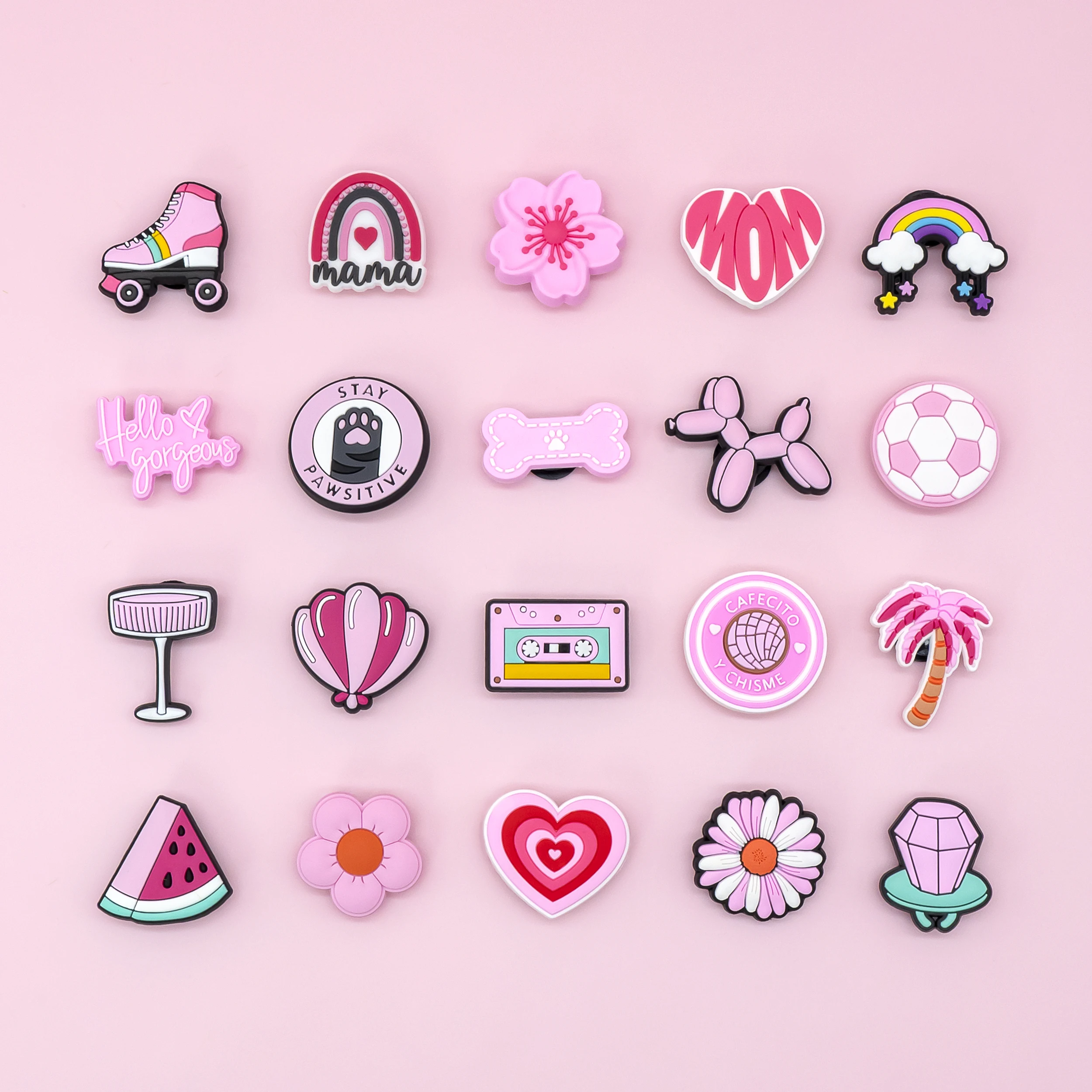1pcs New Pink Shoe Charms Heart Diamonds Crowns Shoe Decorations Accessories Dog Cat Shells Ducks Clog Jeans for Women