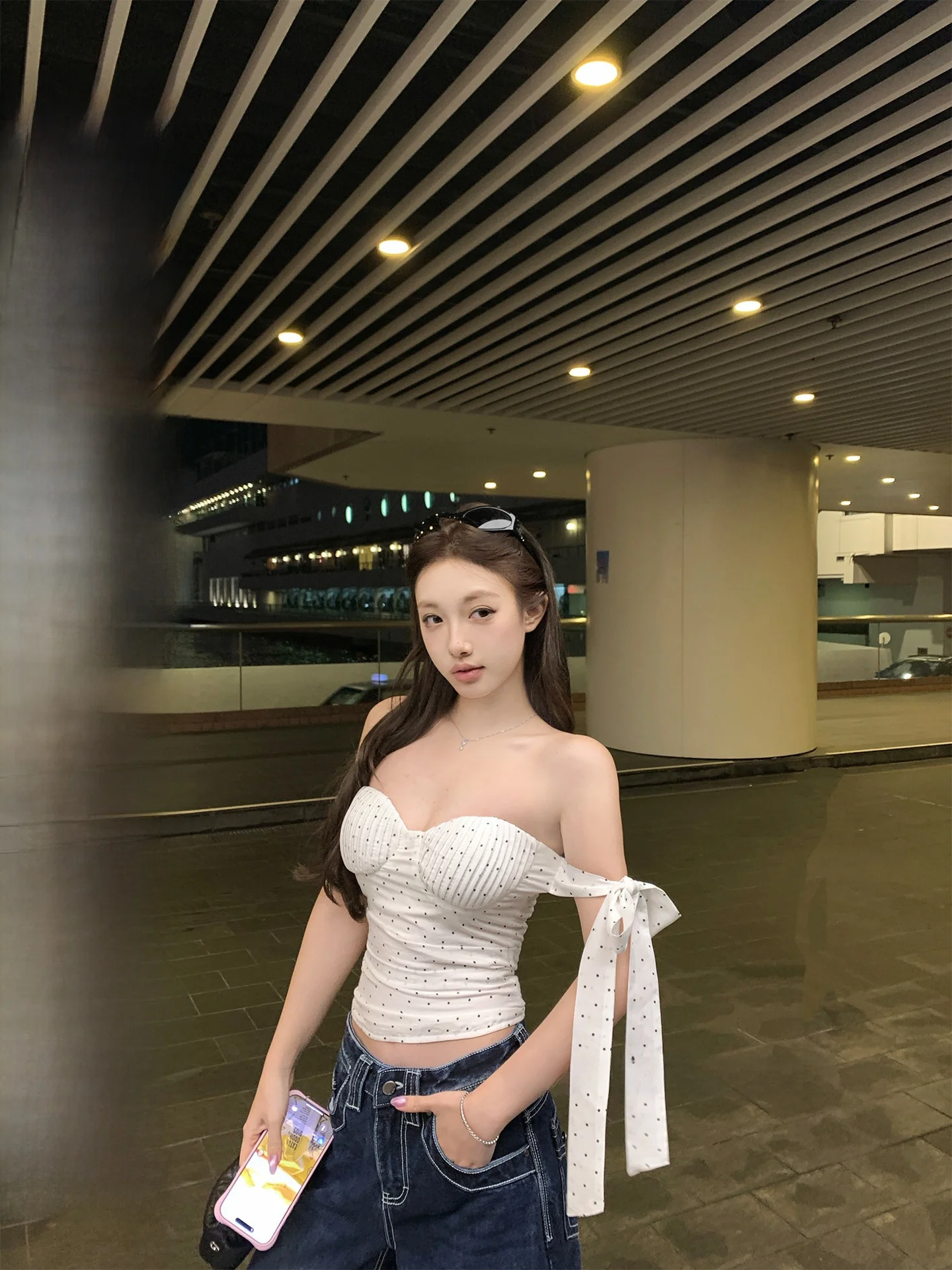 

Cotton Loose Fit Short Sleeveless Women's Top with Waist Cinching Strap Design And Chest Pad Casual Style Summer Shirt