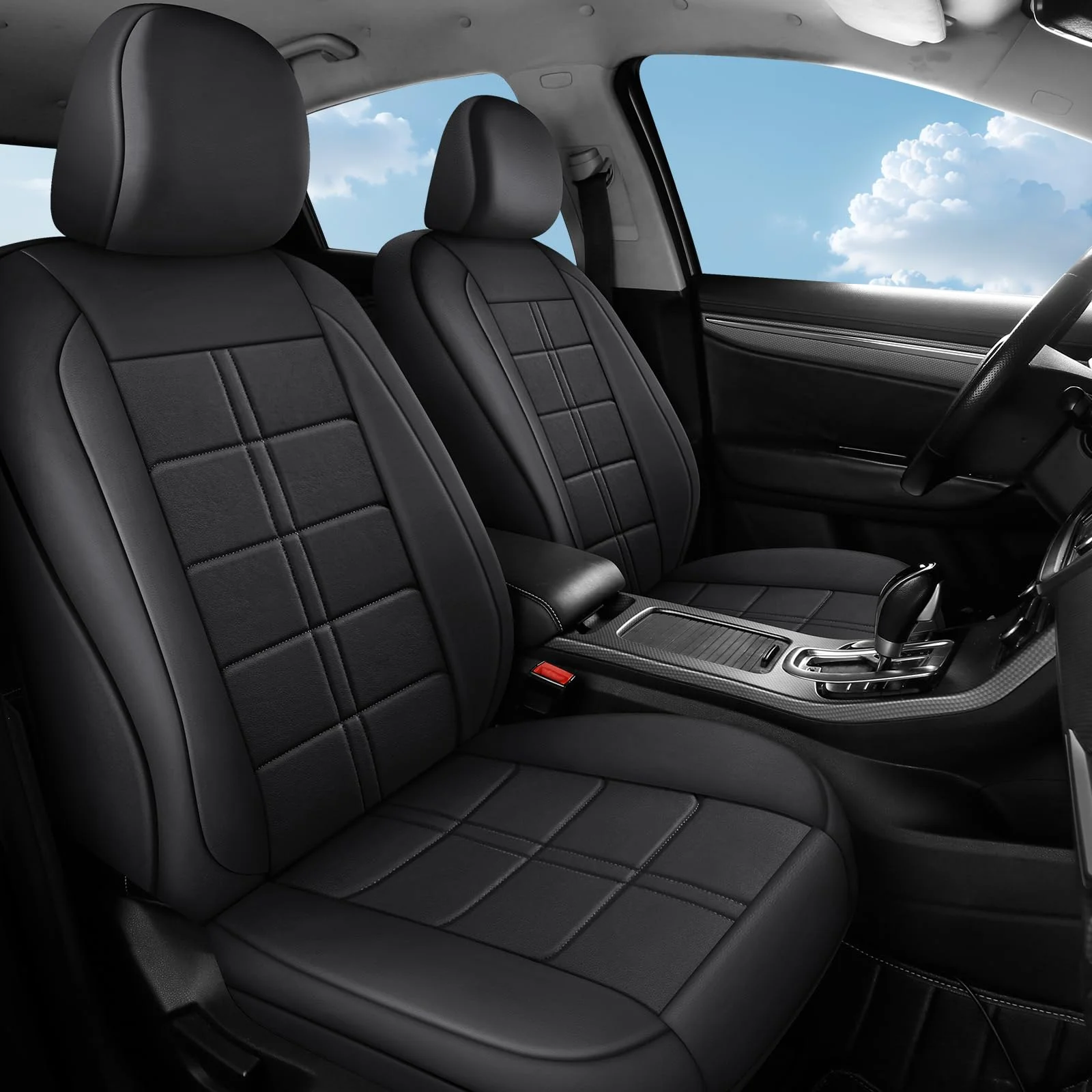 

Чехлы на автомобильные сиденья из искусственной кожи, комплекты стеганых чехлов из пенопласта, универсальная подкладка для большинства автомобилей с водонепроницаемым покрытием и дыханием (черный квадрат F