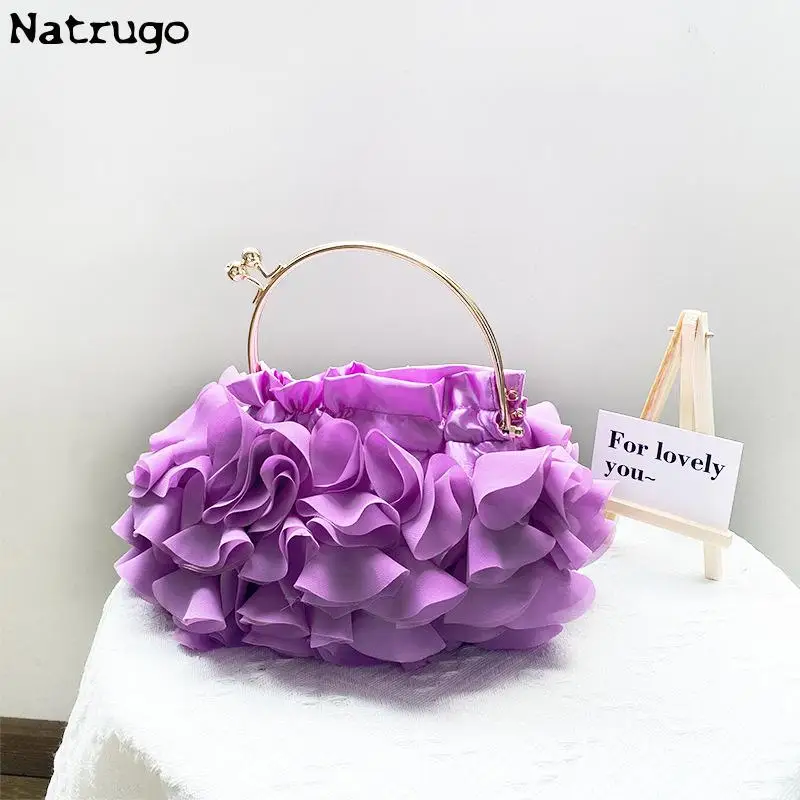 Women\'s Evening Clutch Exquisite Luxury Designer Chiffon Fabric Party Clutch Bag Female Shoulder Bag Purses Handbag Wedding Bag