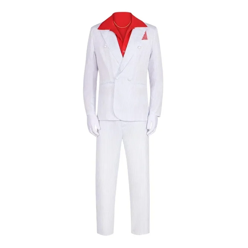 ♥ 2026 New 1983 Movie Scarface Al Pacino Cosplay White Suit Red Shirt Costume Accessories Outfits Halloween Roleplay ★ Look at m view 3