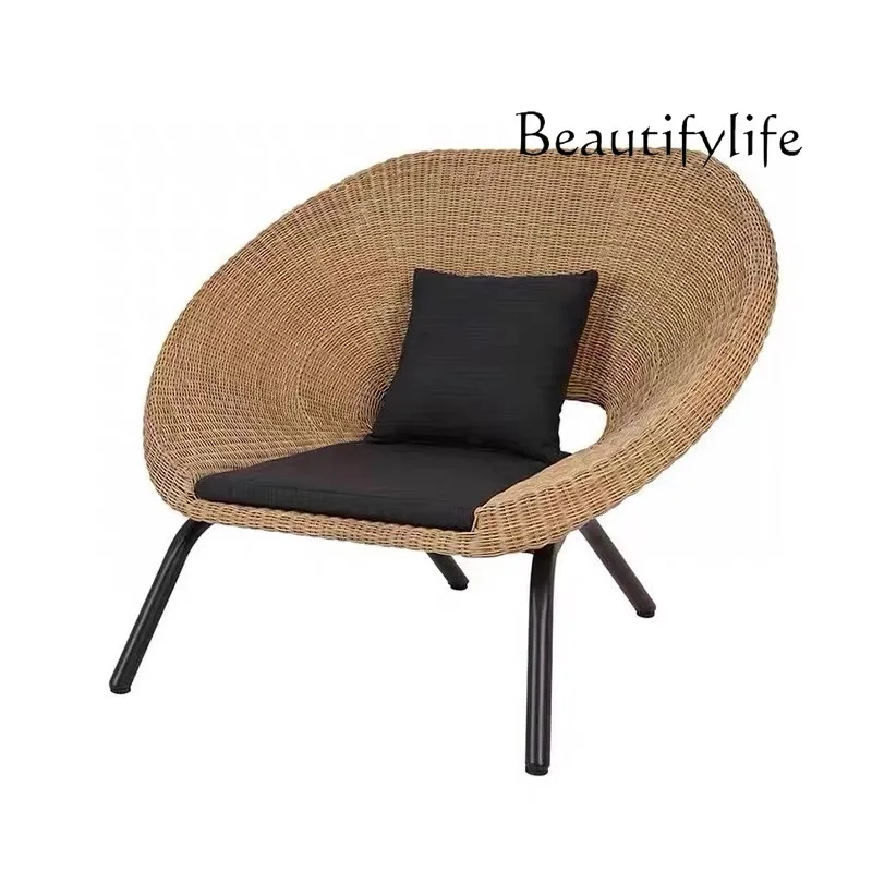 

Nordic outdoor rattan chair coffee table combination courtyard open-air garden rattan sofa