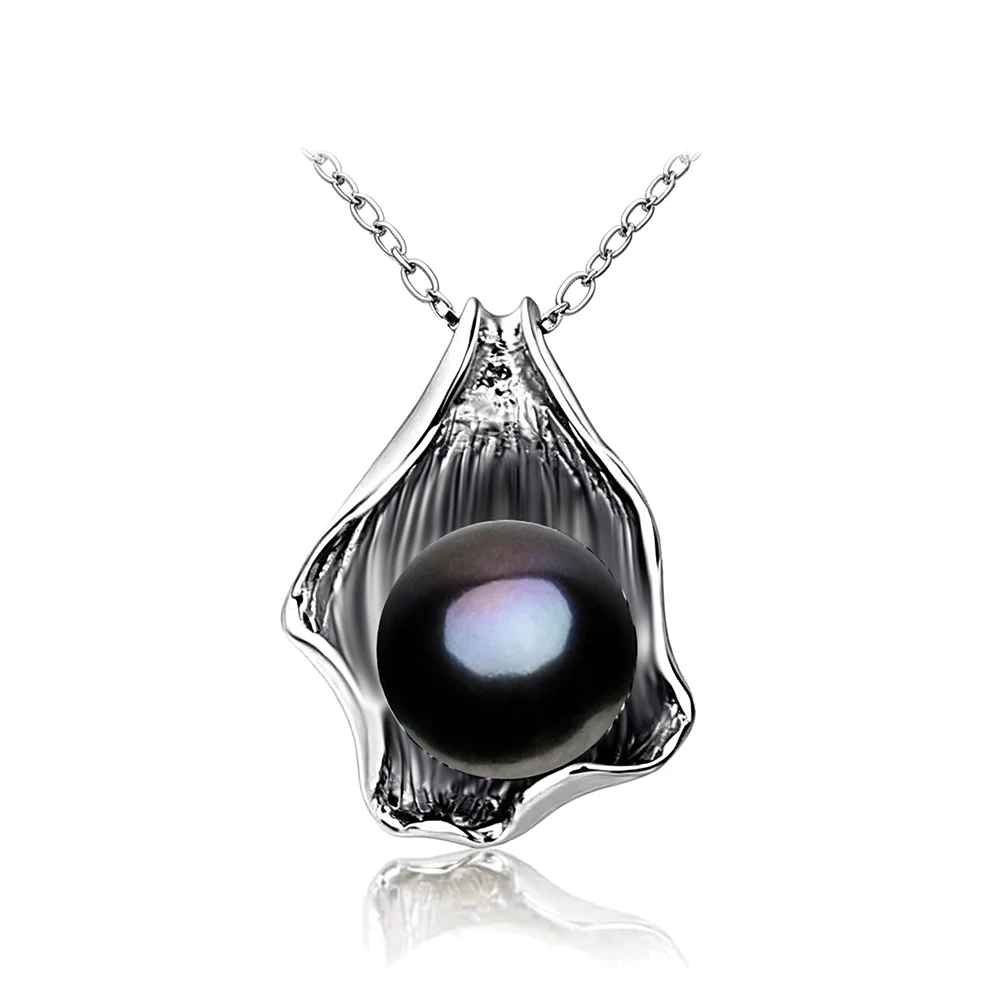 Real Natural Black Pearl Pendants Woman,925 Silver Pearl Heart Pendant Wife Mother Anniversary Gift White Pink Good Quality