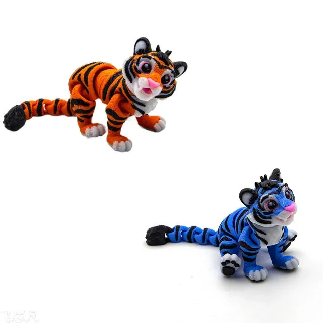 3D Printing Model Toys Mini Colorful Tiger Doll Multi-joints Movable Home Decoration Accessories Children\'s Gifts