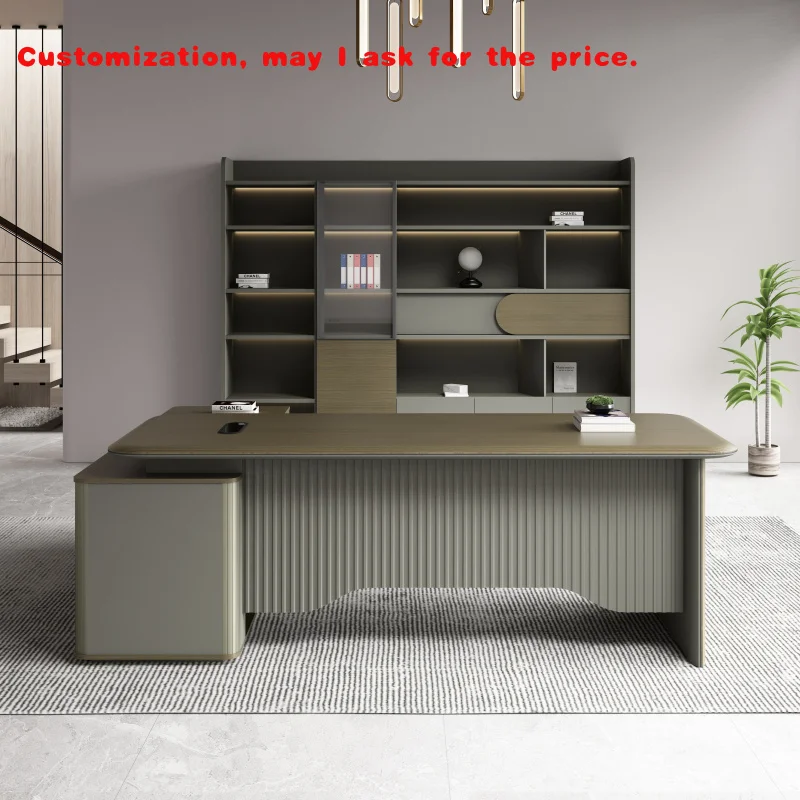 

custom.Hot Selling Modern Luxury Wooden Made in China PVC Laminated CEO Executive Big Office Desk Office Furniture