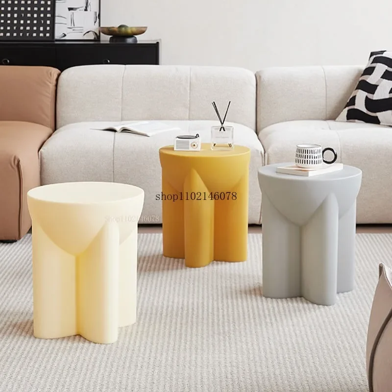 

Cream Wind Small Table Nordic Living Room Simple Sofa Side Tables Balcony Minimalist Cafe Art Corner Round Table Home Furniture