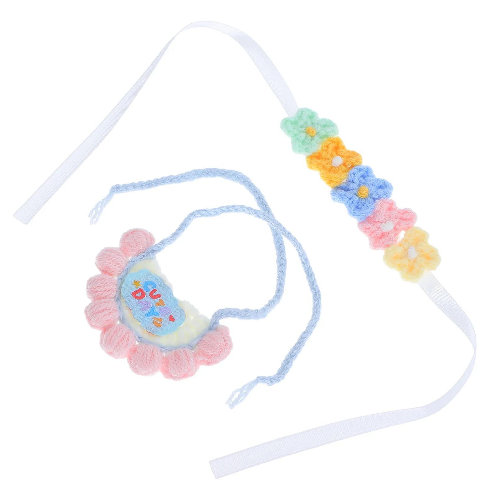 Hand Knitted Baby Bib and Flower Headband Set – Soft, Reusable, Comfortable Dress-Up Accessory