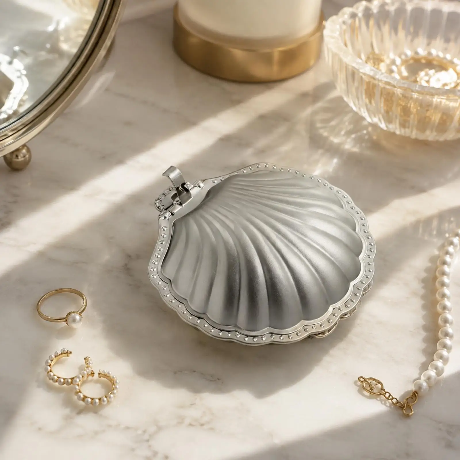 Ornate Butter Keeper with Bead Trim and Removable Glass Bowl for Breakfast Trays and Tables