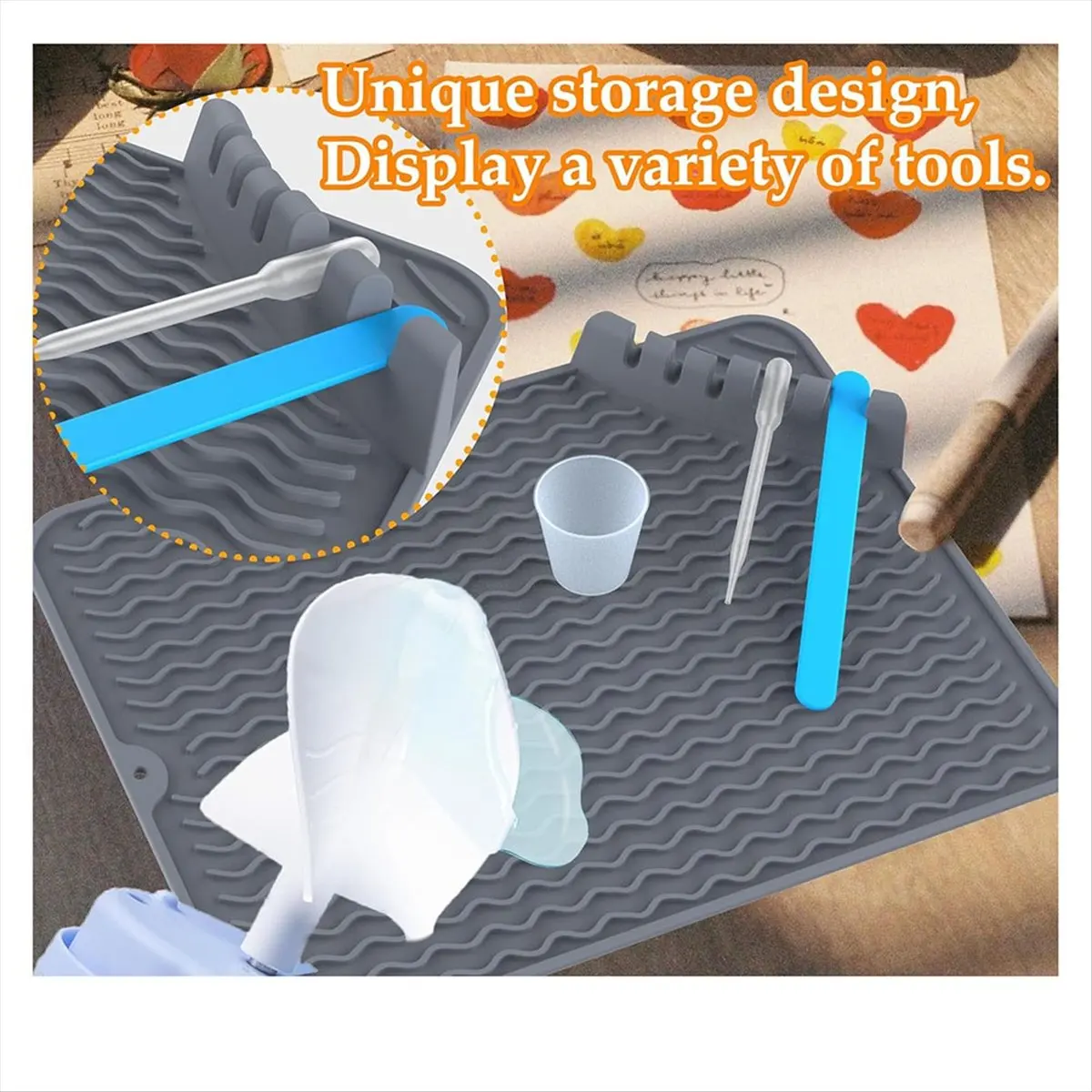 Best of 2026 Heat- Silicone Craft Mat Non-Slip Epoxy Resin Art Mat with Tool Organizer for Jewelry, Easy Cleanup