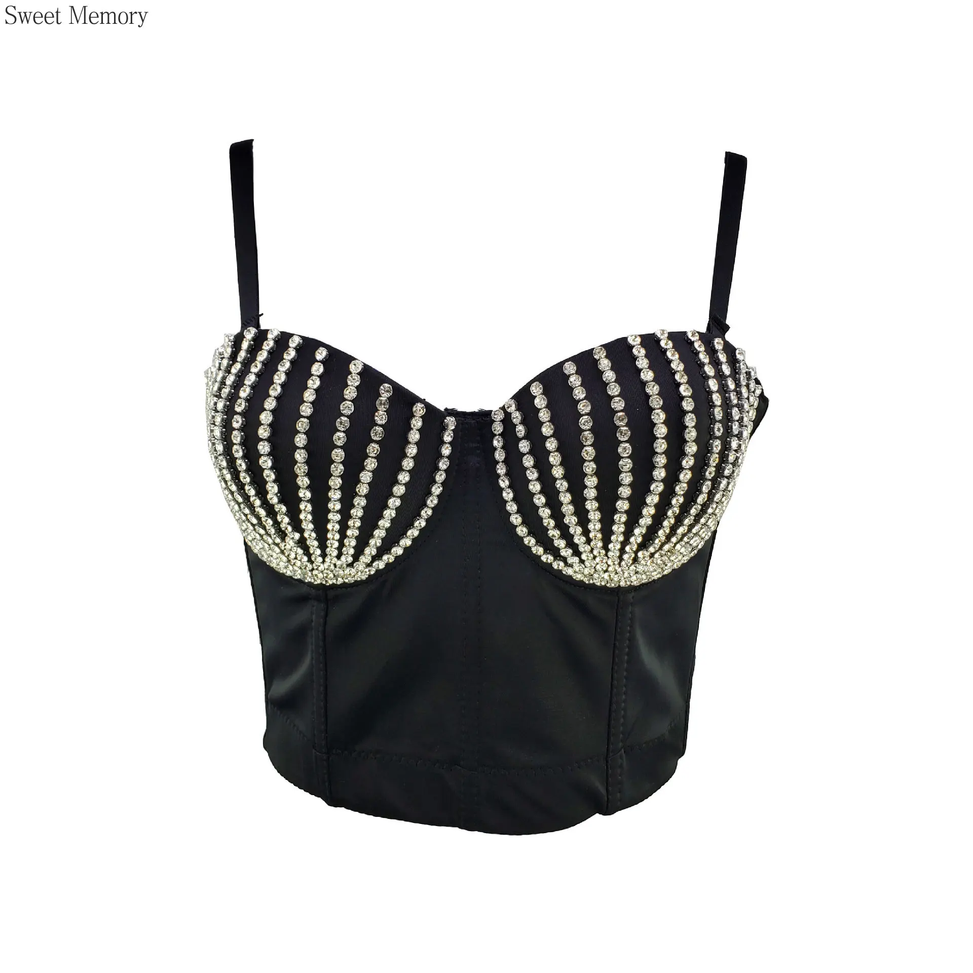 J656 Dropship Beautiful Bras For Girls Women Clothes Sweet Memory Diamond Shelled Vest Strap Dancer Performance Luxury Top