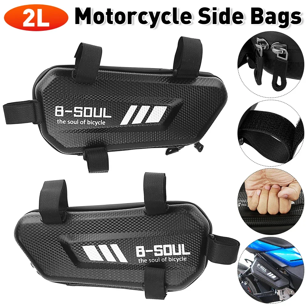 

2L Electric Bike Hanging Bag Motorcycle Side Bags EVA Waterproof Moto Engine Pack Hard Shell Bags Mountain Bike Triangle Pouch