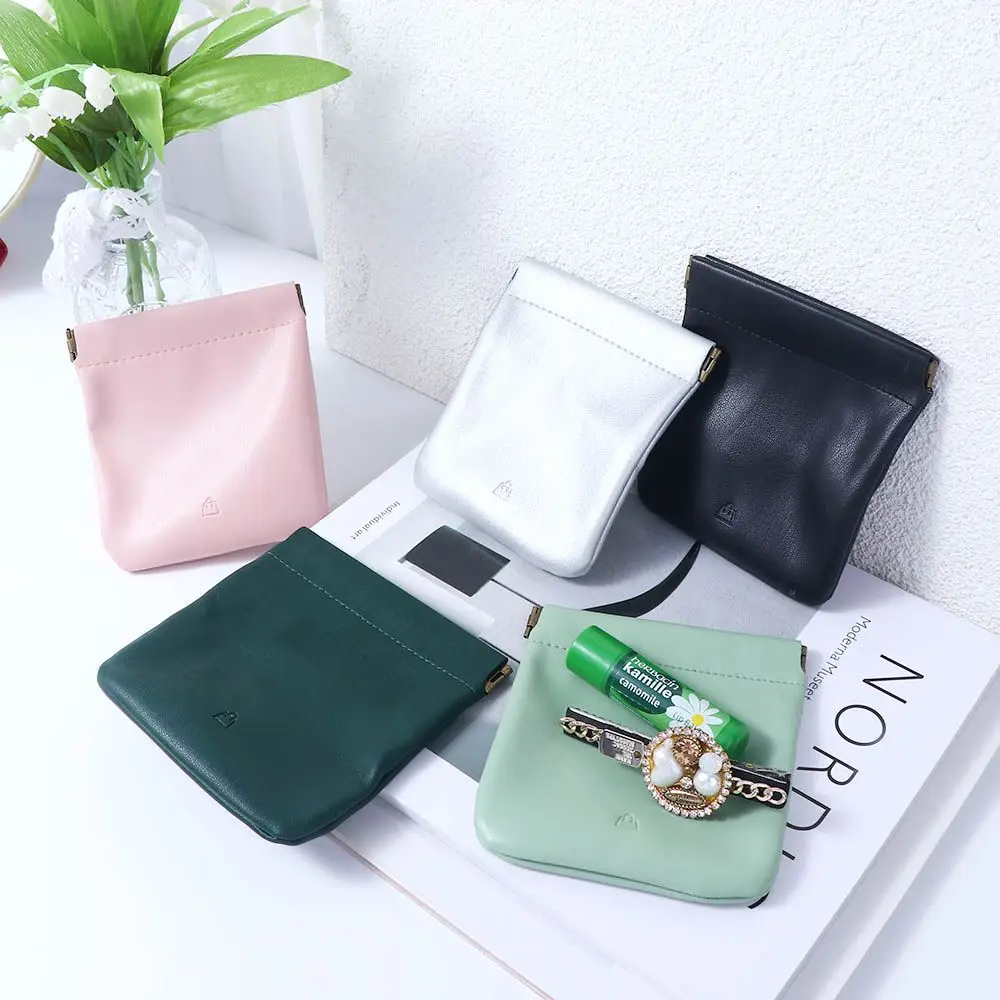 Girls Boys Soft Macaron Color Lipstick Pouch Jewelry Organizer Nordic Key Bag Leather Coin Purse Mini Wallet Earphone Holder