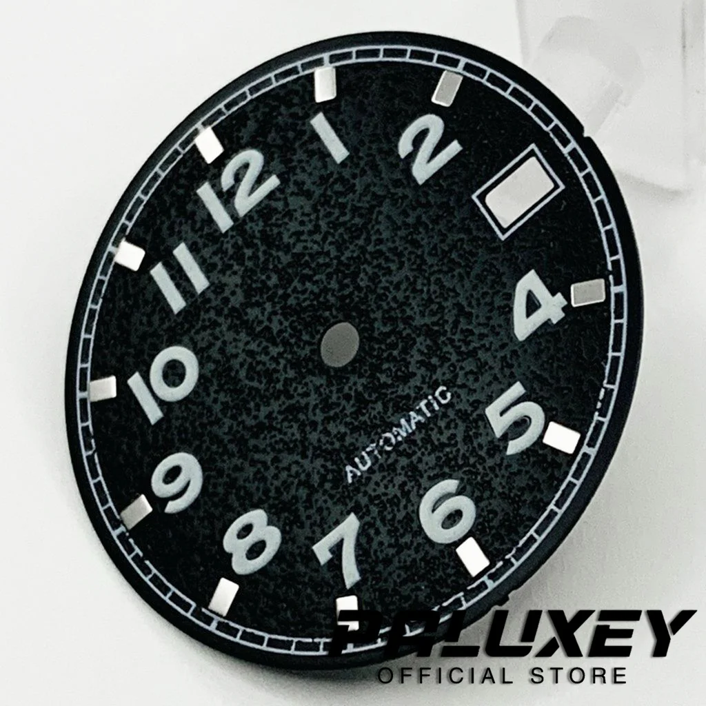 Nh35 29 مللي متر ساعة سوداء معقمة الطلب الأخضر مضيئة ووتش وجوه لحركة NH35/4R/7S استبدال أجزاء