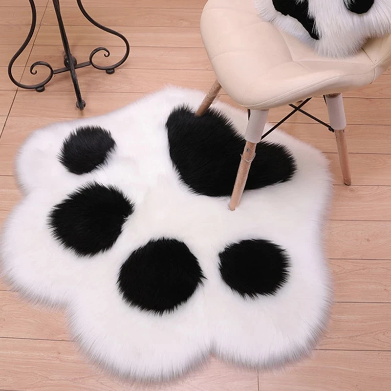 

Home Sofa Coffee Table Cute Bear Paw Shape Plush Carpet Living Room Bedroom Foot Mats Shaggy Fluffy Cat Paw Rug Bedside Carpet