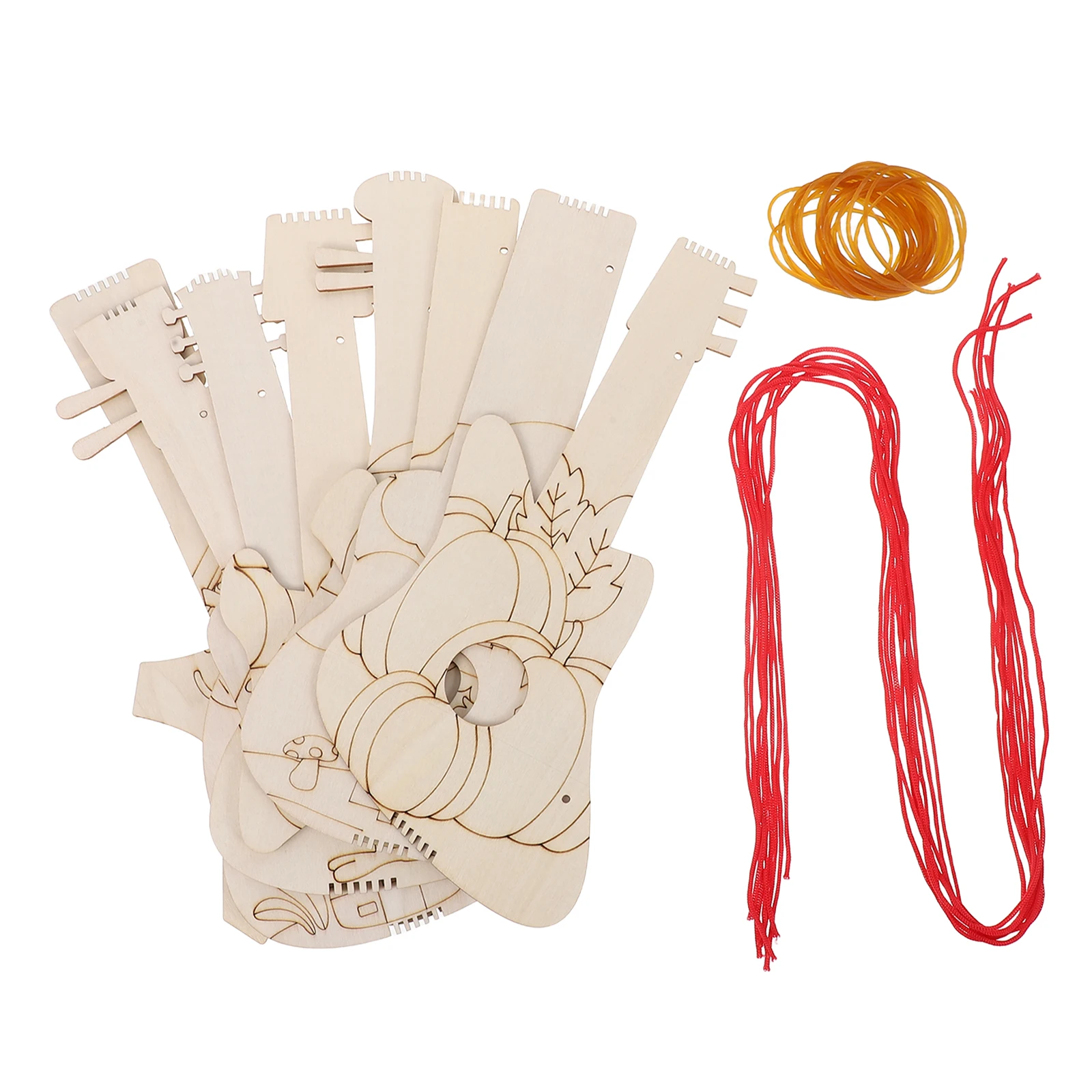 8個入り キッズミュージッククラフトキット 木製ギター型デコレーション DIY塗り絵プロジェクト 誕生日パーティー ウォールアート 感謝祭 ミュージカル