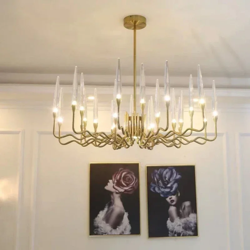 

French Candle Crystal Pendant Lamp Restaurant Living Room Bedroom Creative Bubble Led Chandelier Home Bar Simple Decor Lighting