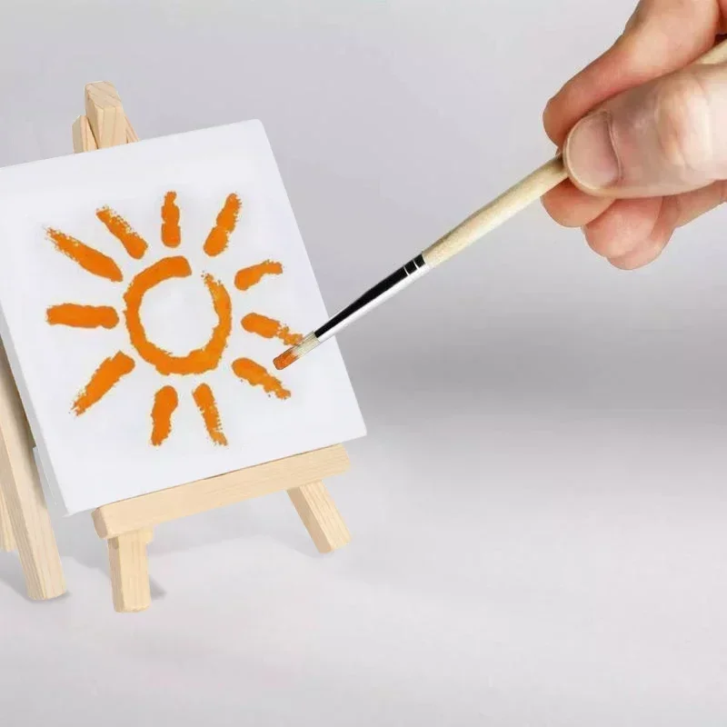 

12pcs Artists 5 inch Mini Easel +3 inch x3 inch Mini Canvas Set Painting Kids Craft DIY Drawing Small Table Easels for School