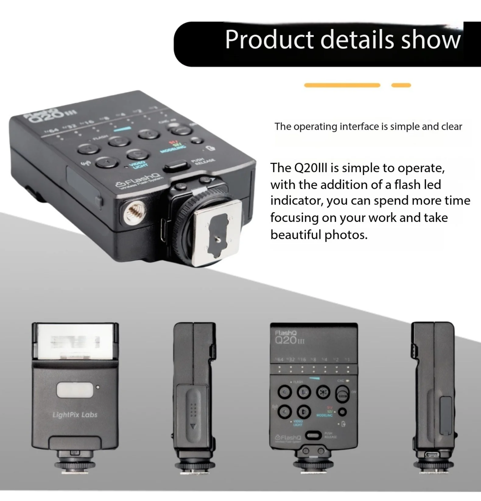 LightPix FLashQ Q20III Q20II Universal Portable Wireless Camera Flash Built-in T2 wireless Trigger for Fuji Sony Nikon Canon