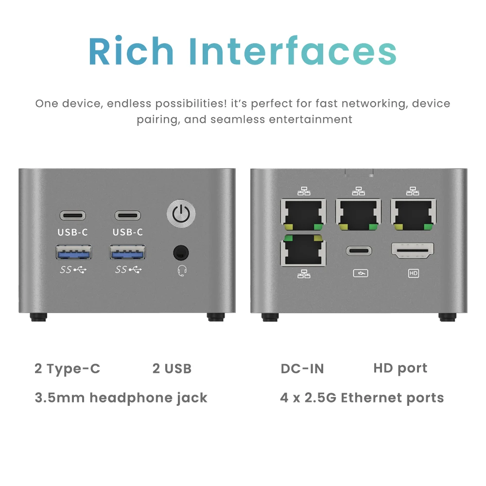 Genmachine AMD Ryzen 3 5425U Mini PC - 4C/8T، طاقة منخفضة 35 وات، رسومات Radeon، Dual M.2 NVMe، WiFi 6E - محطة عمل مدمجة للغاية #3